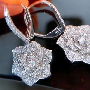 Rose Floral Diamond Crystal Earrings